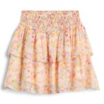 Stitch Fix women’s yellow floral printed tiered miniskirt.