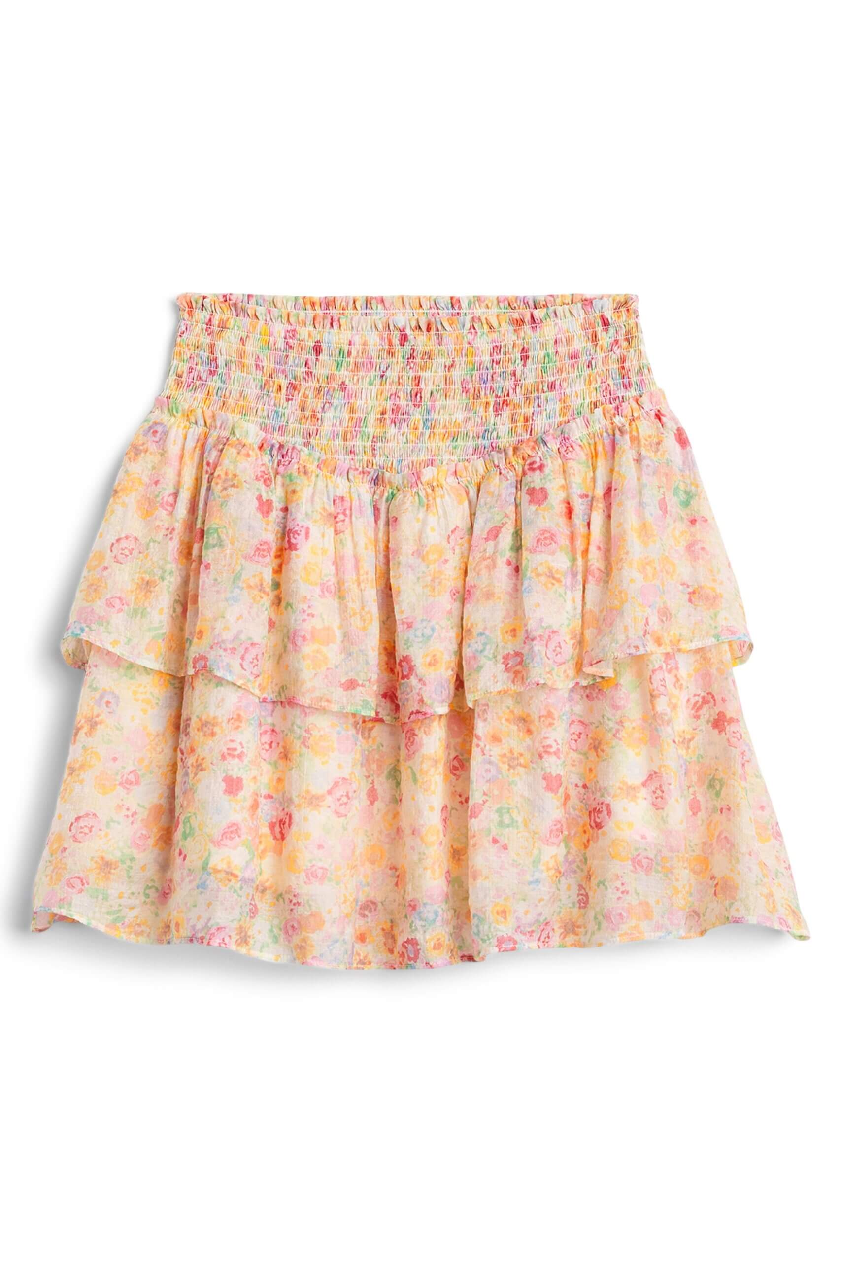 Stitch Fix women’s yellow floral printed tiered miniskirt.