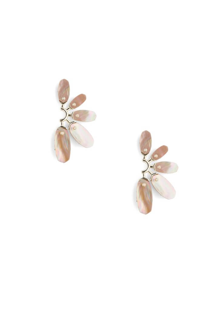 Stitch Fix women’s gold and pearl detailed opalescent statement earrings.