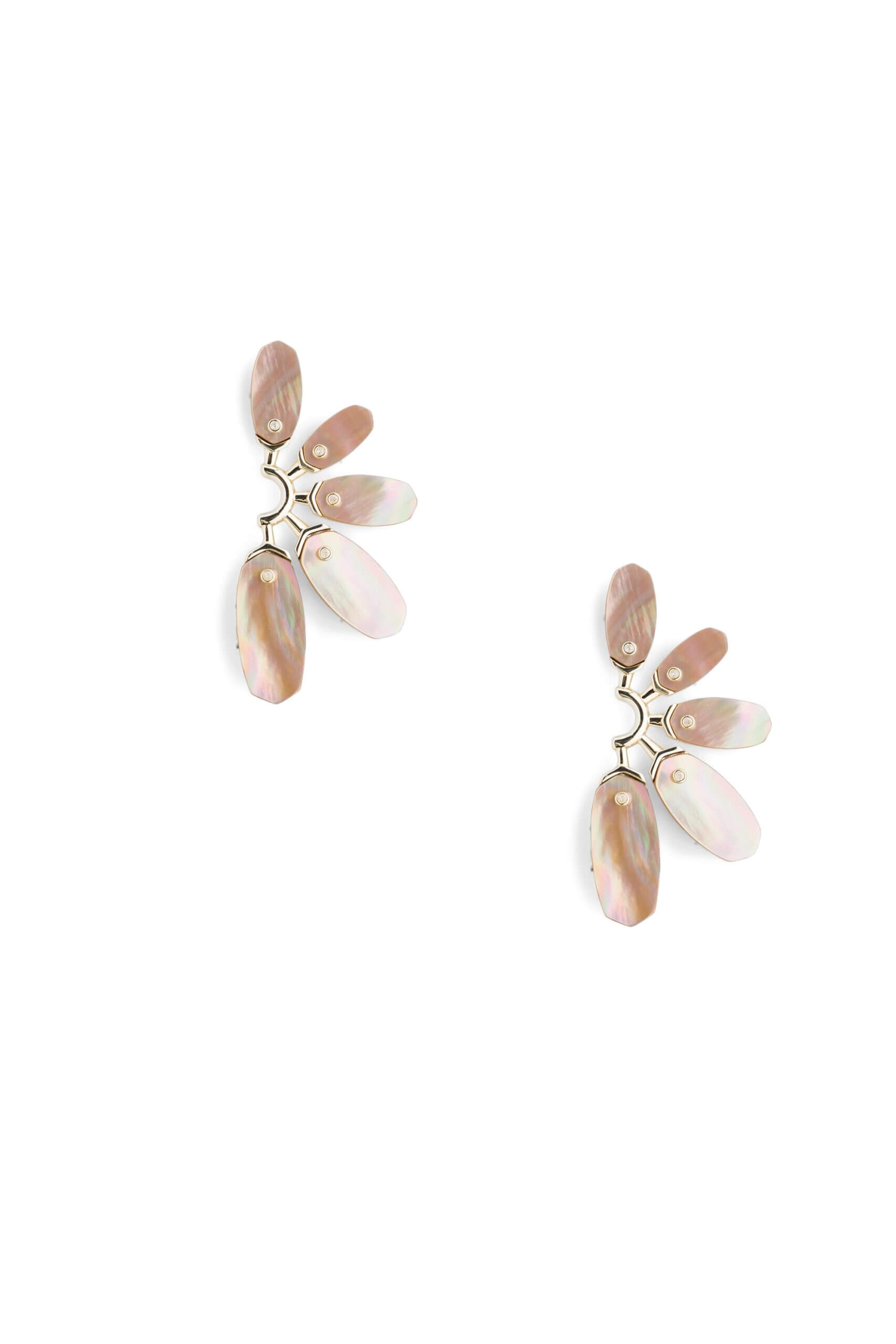 Stitch Fix women’s gold and pearl detailed opalescent statement earrings.