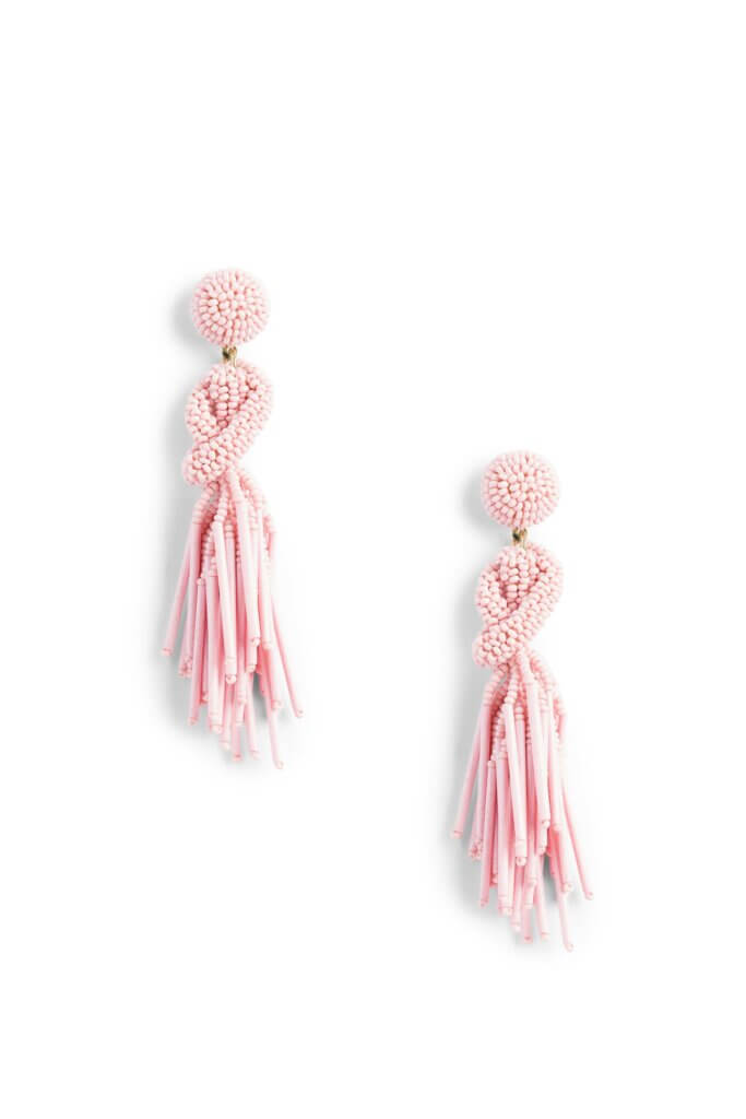 Stitch Fix women’s light pink beaded tassel earrings.