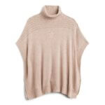 Stitch Fix women’s coastal grandmother inspired tan short-sleeved turtleneck poncho sweater.