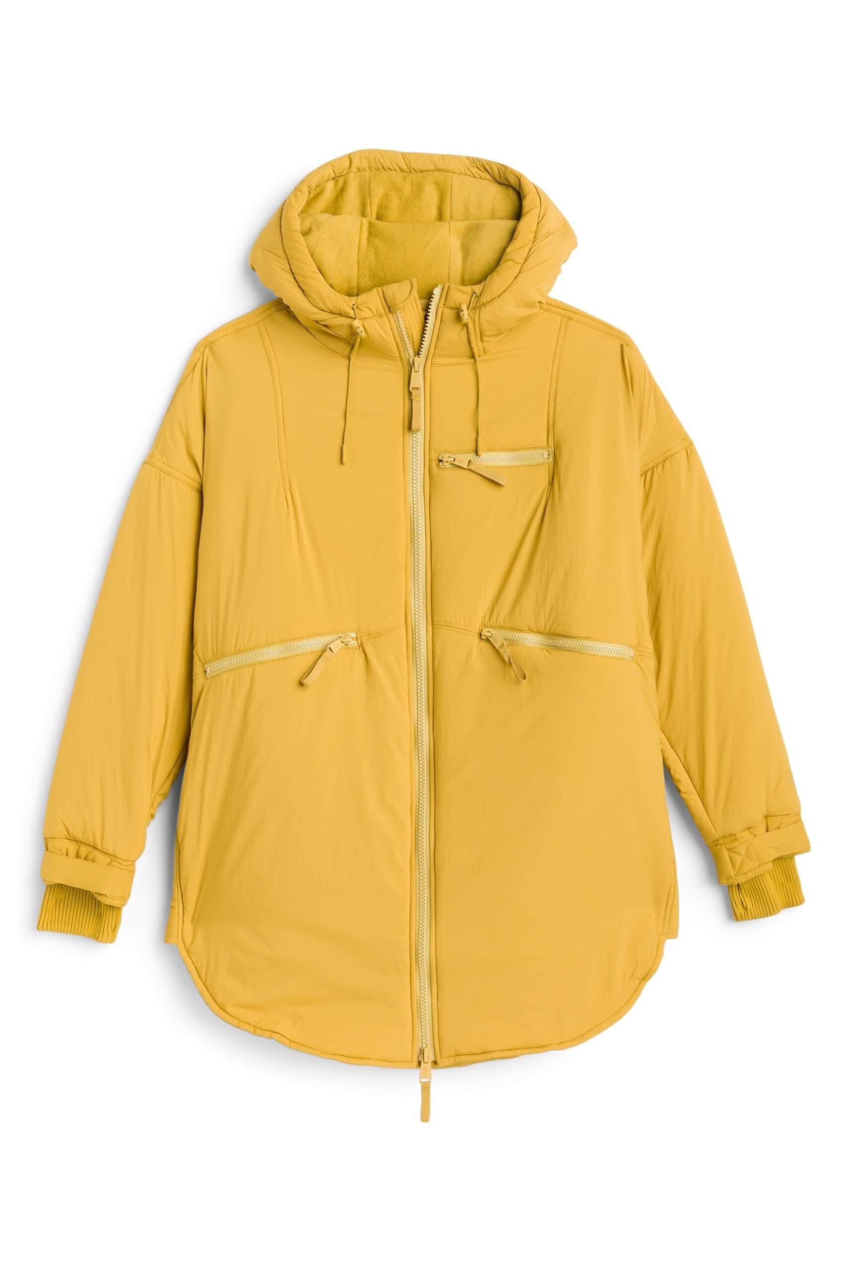 Stitch Fix women’s yellow zip-up parka with hood.
