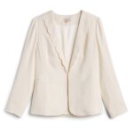 Stitch Fix women’s off-white blazer with scalloped collar.