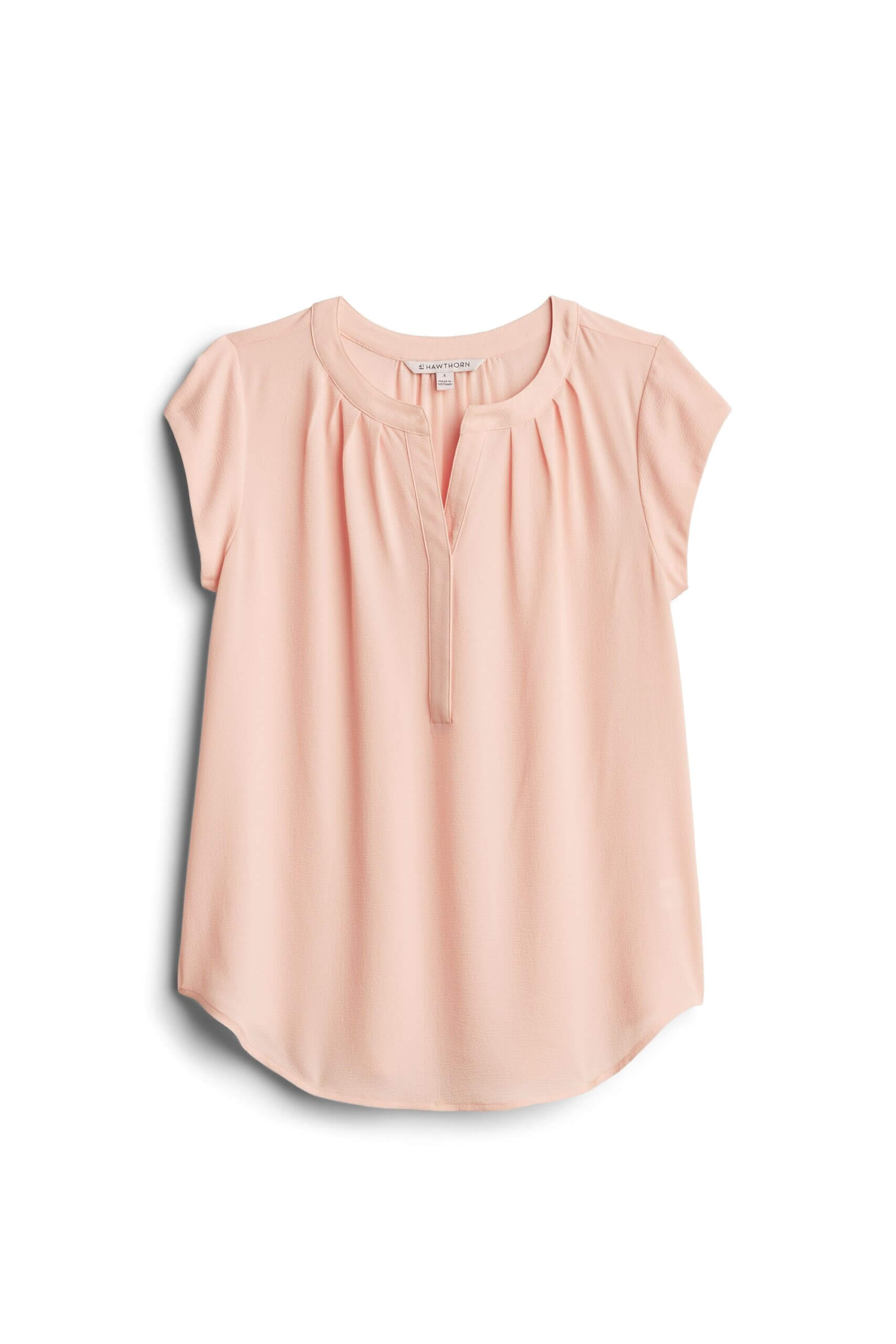 Stitch Fix women’s blush short sleeve button-down blouse.