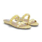 Stitch Fix women’s yellow gingham print slide sandals.