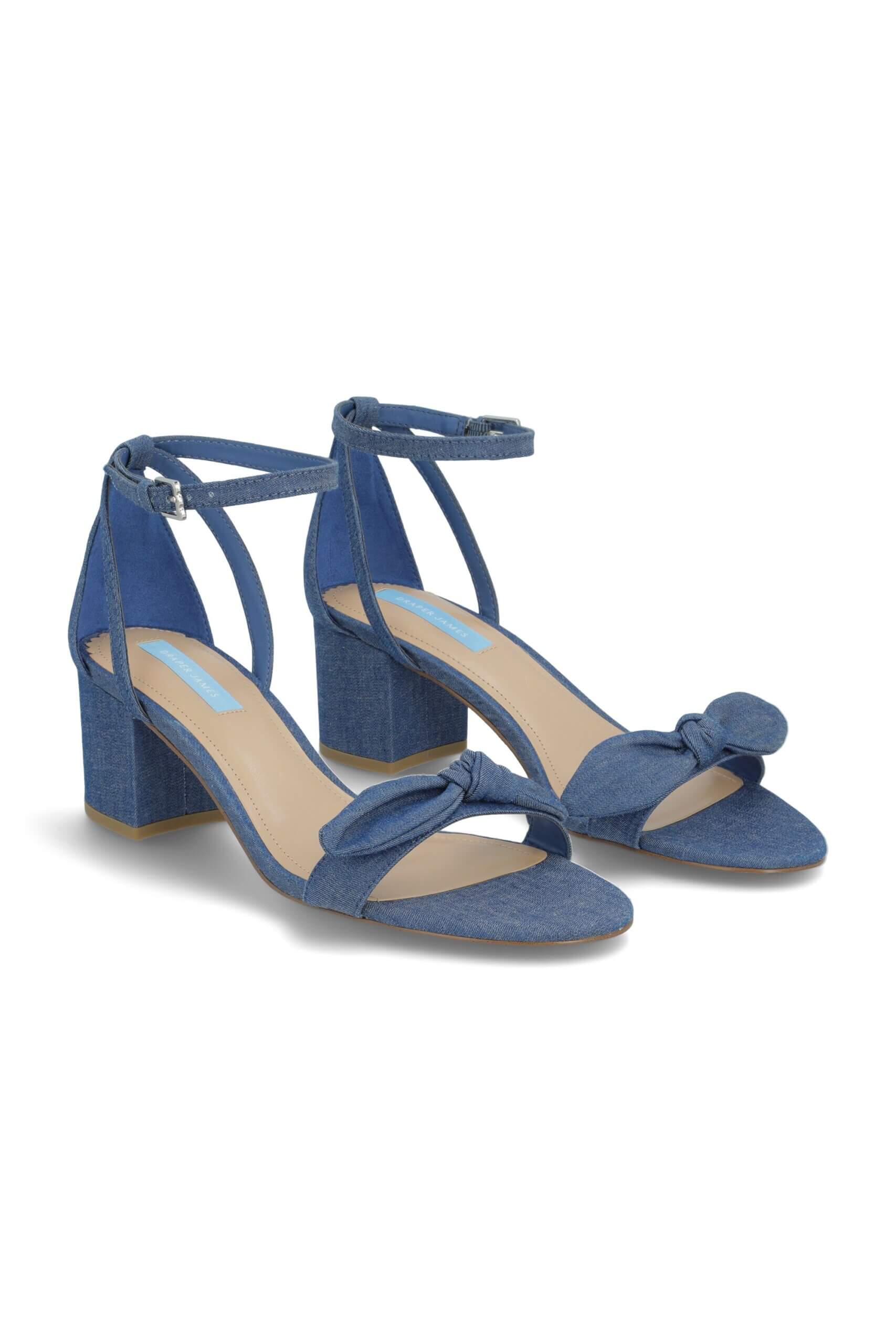 Stitch Fix women’s blue peep-toe heels with bow detail.