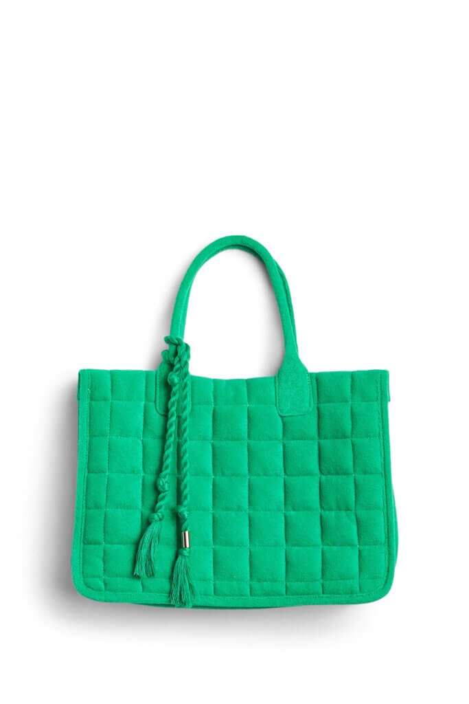 Stitch Fix women's green tote bag.