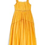 Stitch Fix women's yellow maxi dress with 3D flower detail.