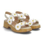 Stitch Fix women's beige platform sandals with daisies.