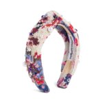 Stitch Fix women’s blue, red, pink, and white floral headband with pearl details.