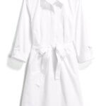 Stitch Fix women’s collared and tie-waist little white dress.