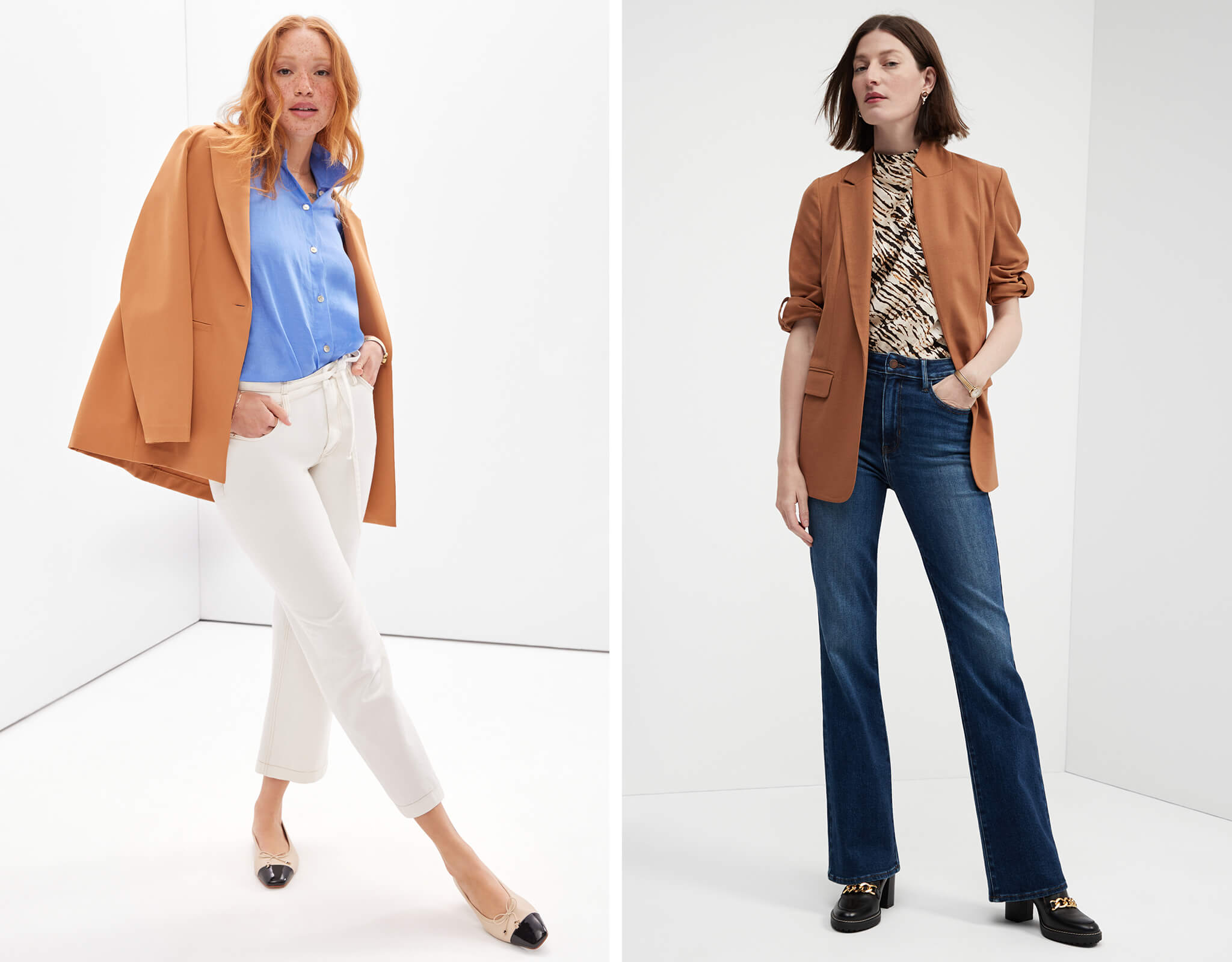women's outfits with neutral blazer