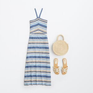 summer beach wedding outfit with sleeveless dress