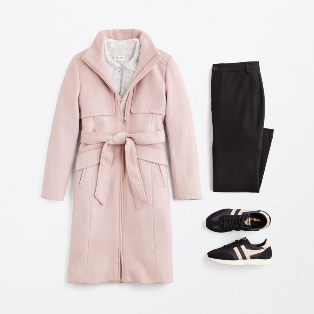 Athleisure Workwear Blush Jacket and Sneakers