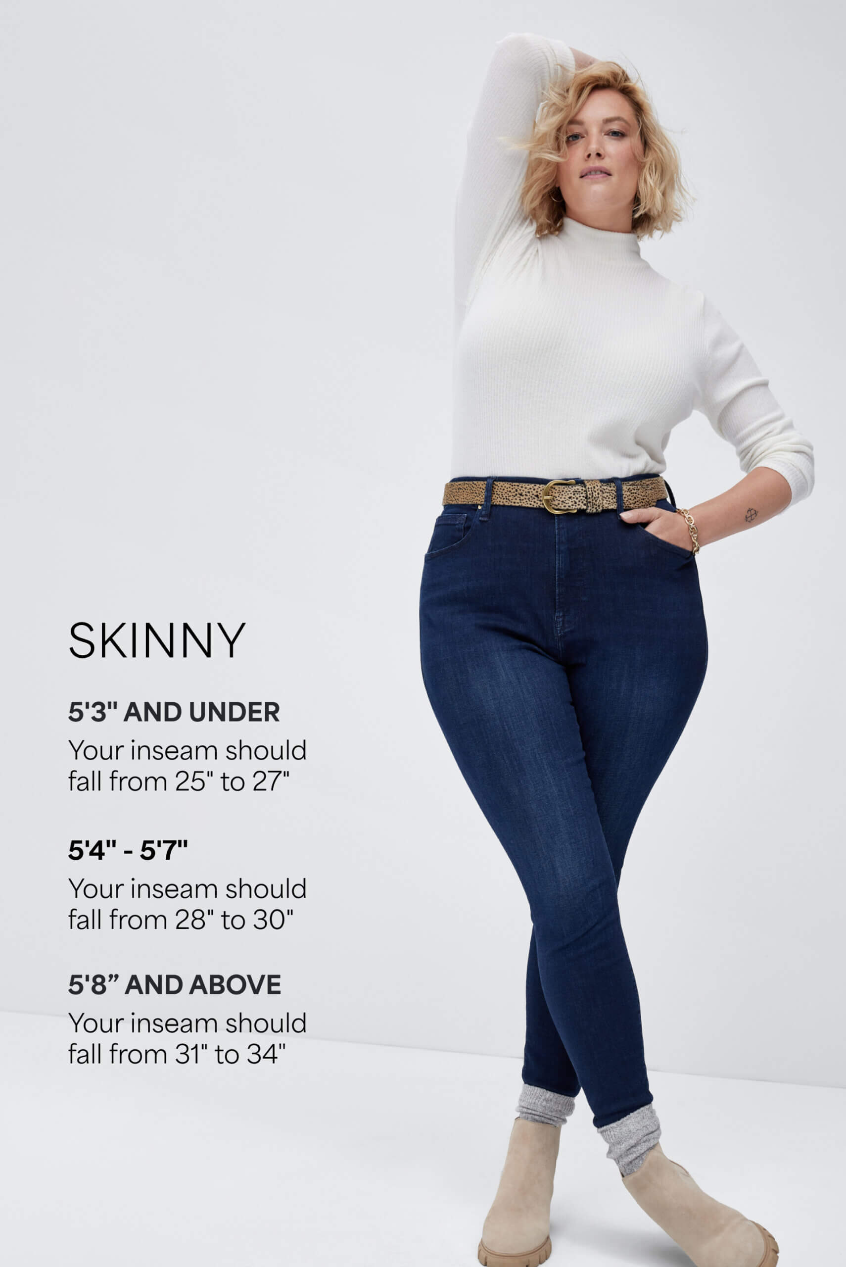 Denim inseam chart by height and types of jeans