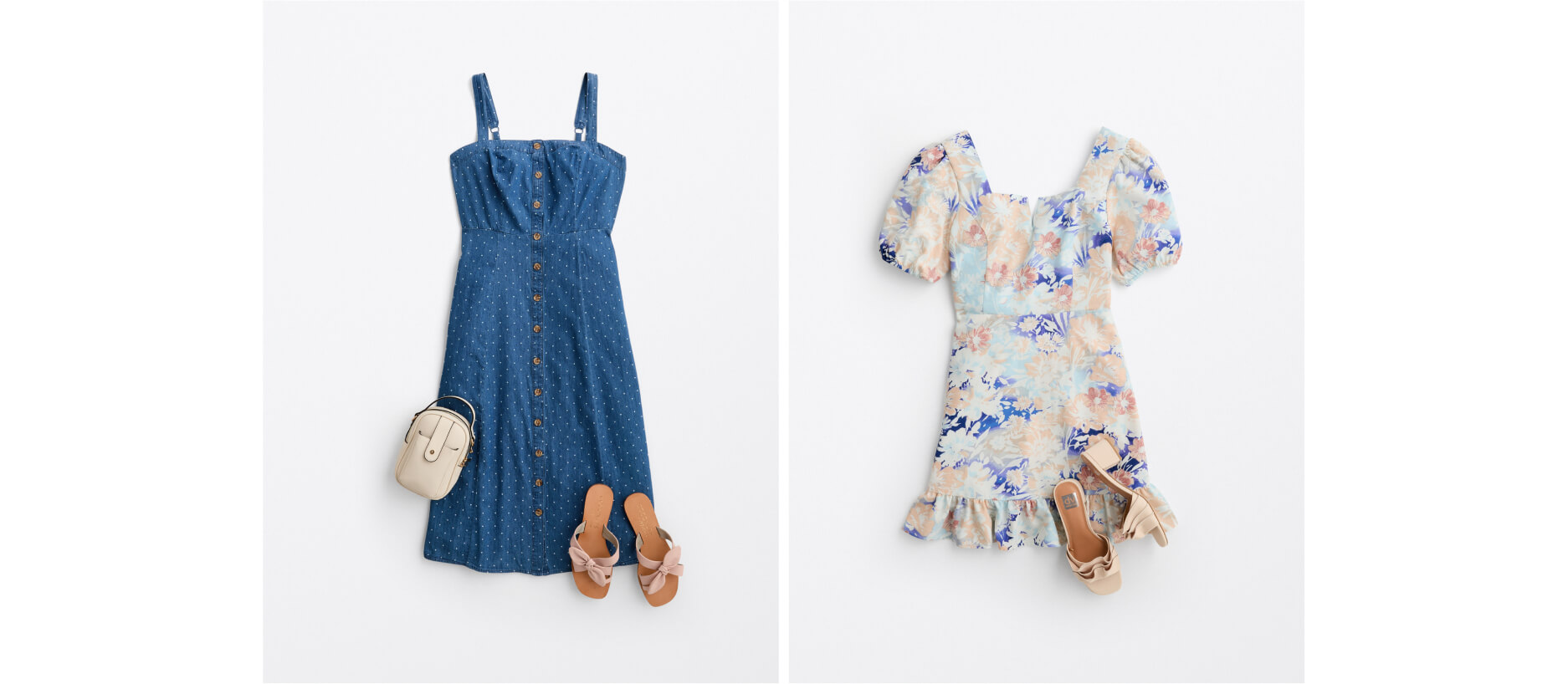 dresses for women with triangle body shape with puffy sleeves and denim