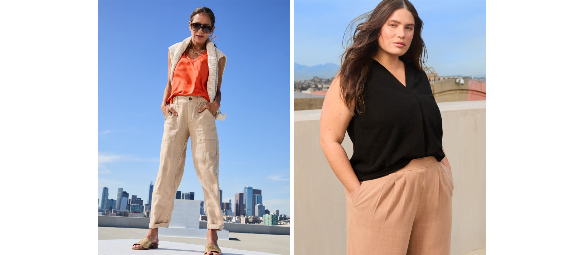 linen outfits for summer with tan linnen pants