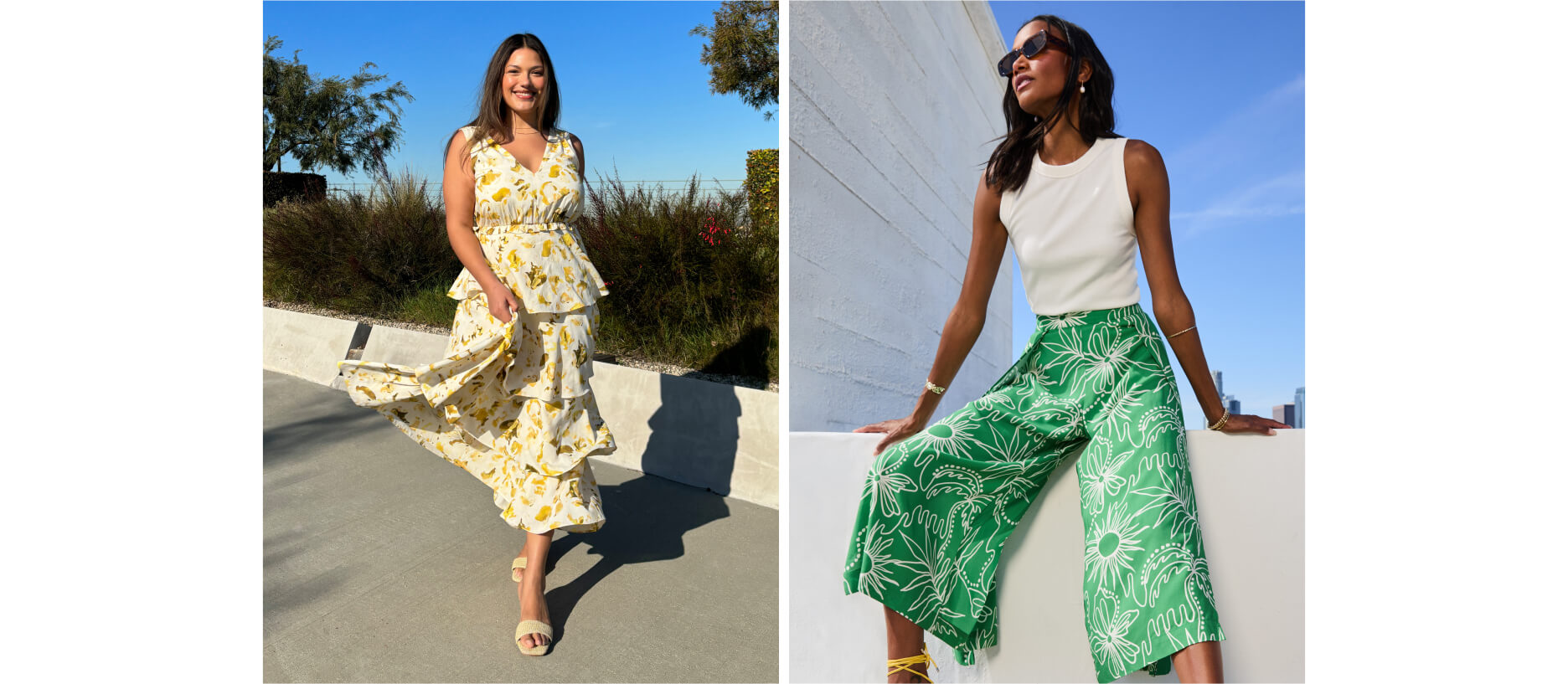 rayon outfits for summer including rayon dress and rayon pants