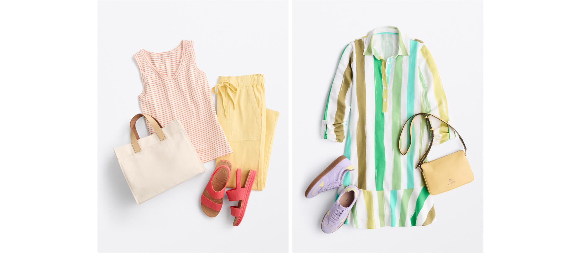 outfits for plus-size women featuring bold colors including a dress and blouse with top.