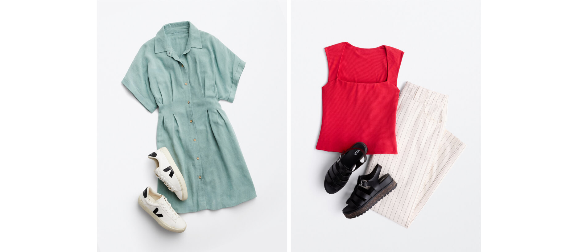 plus-size outfits featuring a summer dress and red top with pants