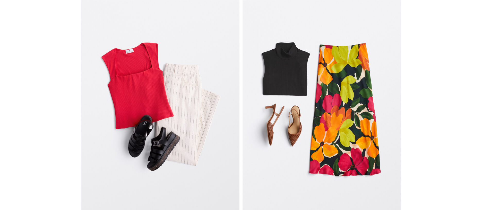 outfits for heart shaped body with colors and patterns