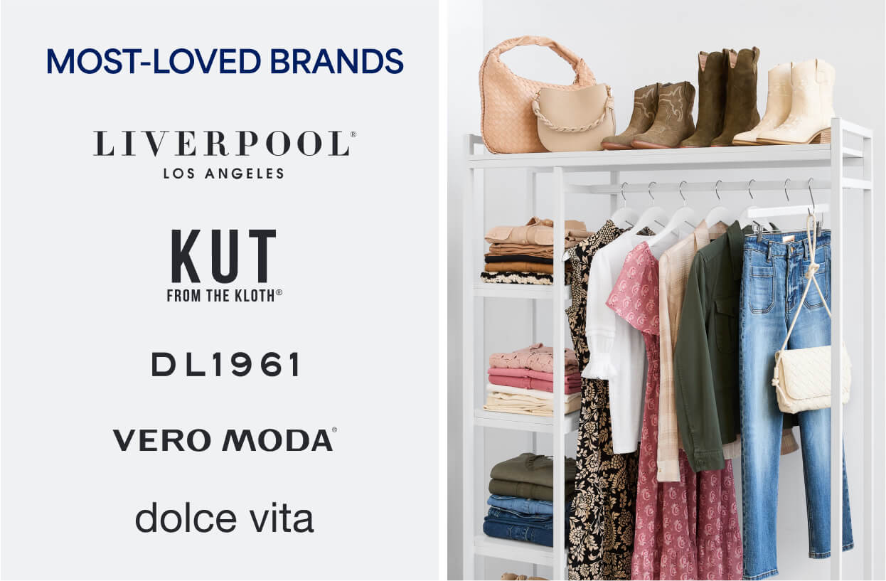 Brands associated with stitch fix with a closet of clothing
