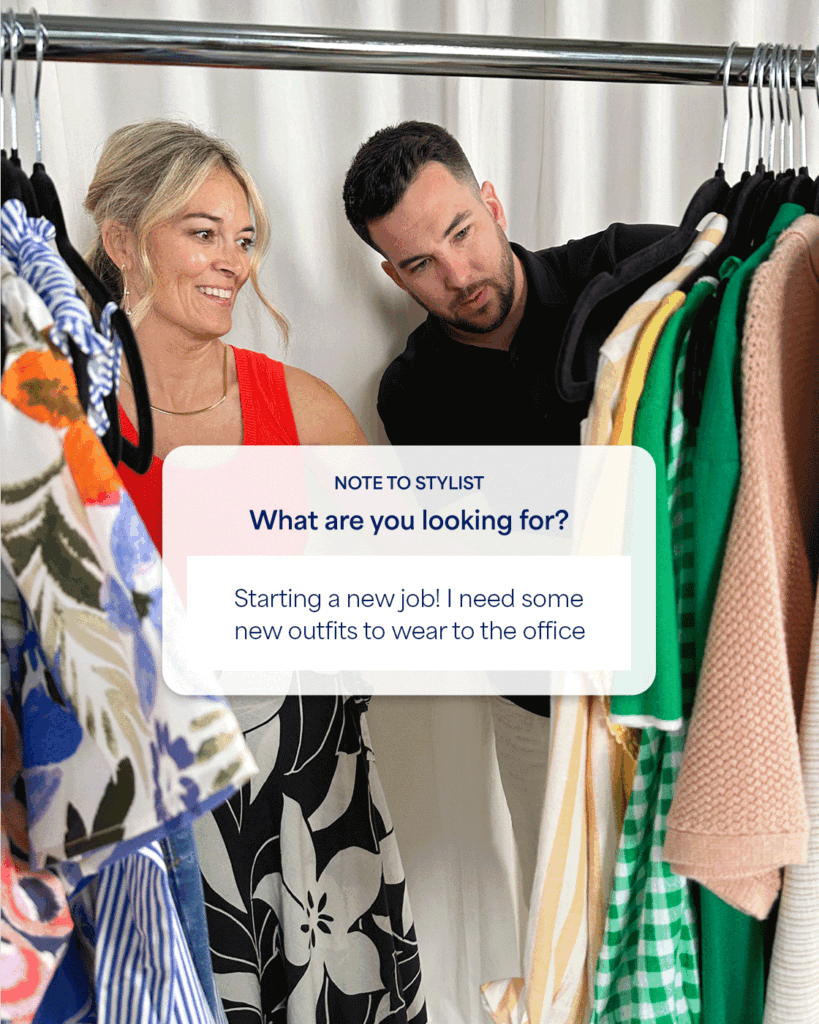 Stitch Fix stylists reviewing rack