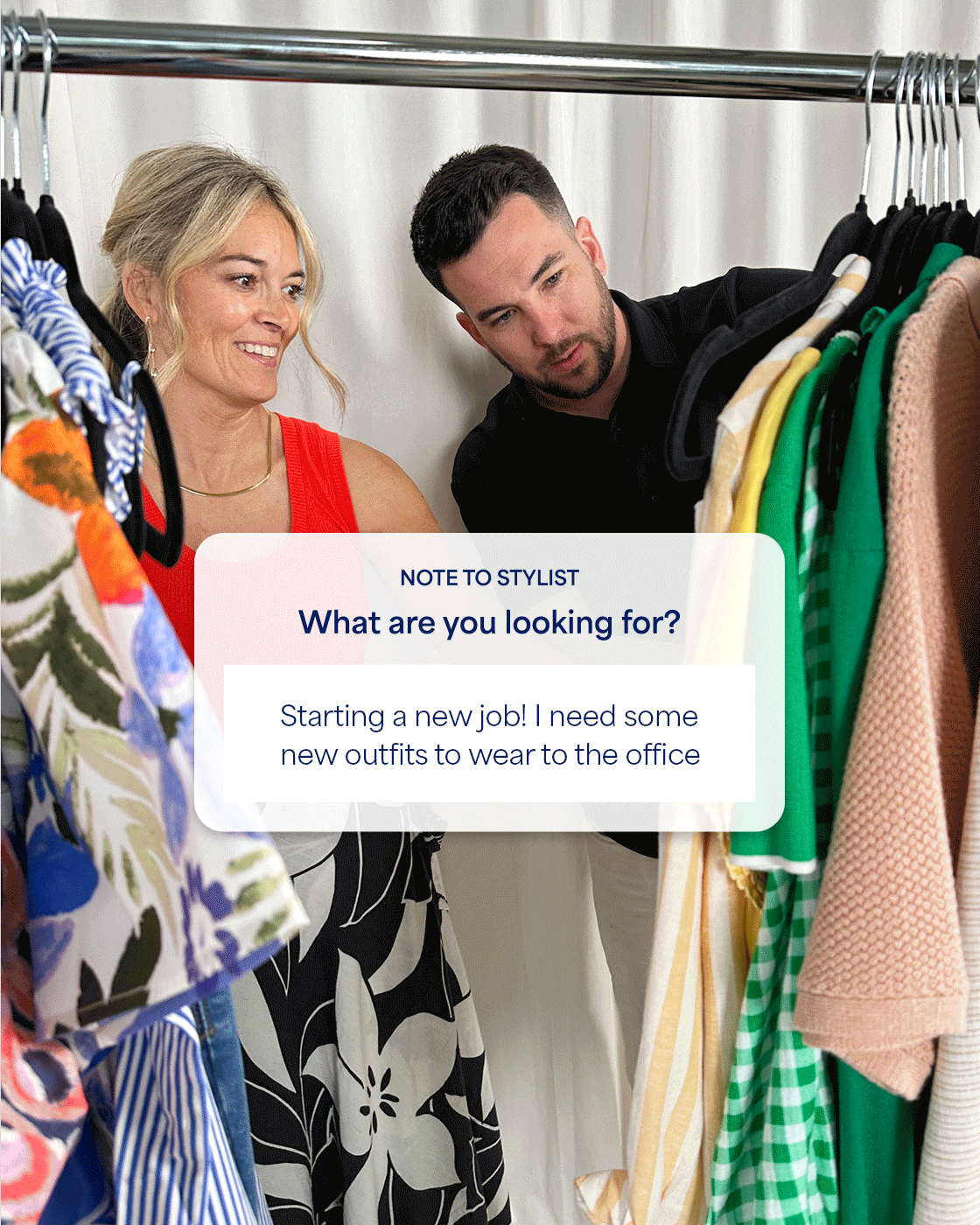 Stitch Fix stylists reviewing rack