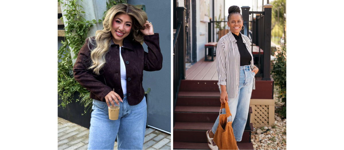 denim, statement jacket, and easy layered date night outfits