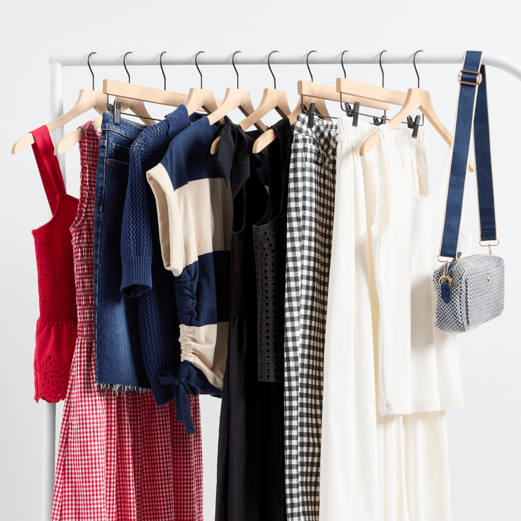 clothing rack of modern americana clothing